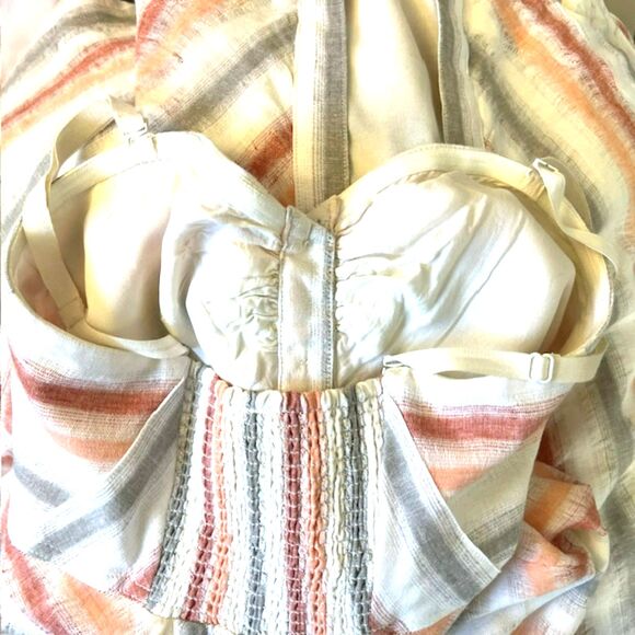 FREE PEOPLE STRIKING STRIPED IVORY MULTI-STRIPE MIDI DRESS SIZE XS - Picture 15 of 16